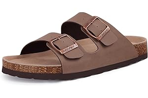 ODOLY Unisex Cork Footbed Slide Sandal, Arch Support Summer Outdoor Sandals with Adjustable Buckle for Women and Men