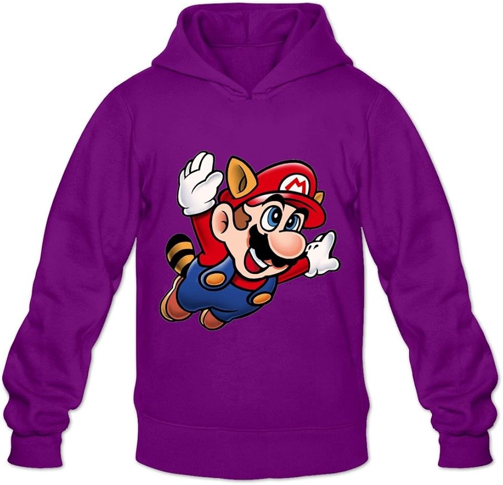 Buluew Men's Spring Super Mario Hoodies Sweatshirt Size US Black