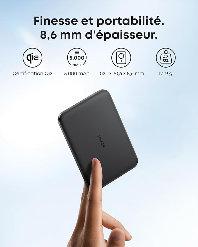 Nano Batterie Externe MagSafe Certifiée Qi2 15W