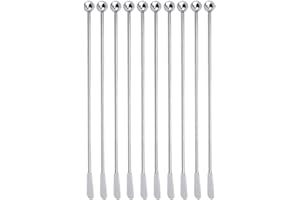 BarSoul Swizzle Sticks Stainless Steel Coffee Beverage Stir Sticks Reusable with Small Rectangular Paddles Set of 10