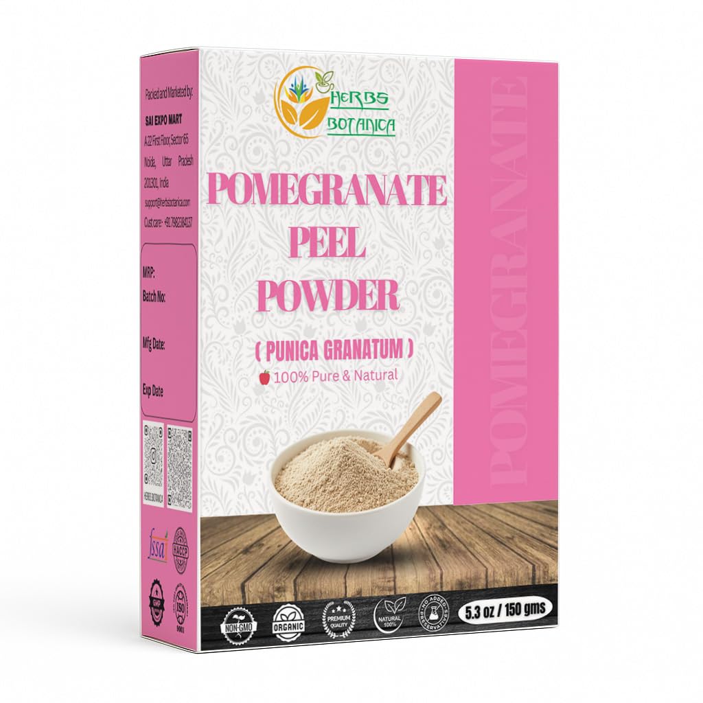Herbs Botanica Pomegranate Peel Powder 5.3 oz / 150 gms, Natural Punica Granatum | Promote Youthful Skin | Gluten Free & Non GMO | Skin Care — image 1