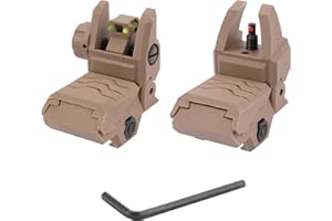 JORMIX Folding Fiber Optic Sights Flip Up Sights Front and Rear Back up Sights for Picatinny Weaver Rails with Red Green Full Dots Polymer