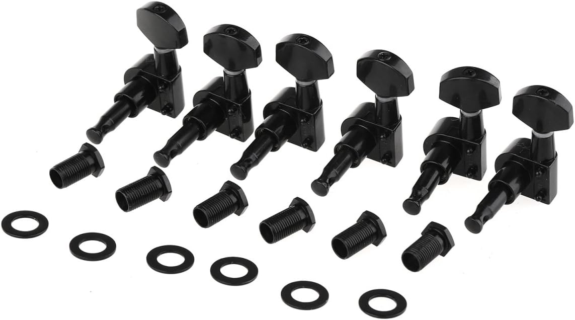 Musiclily Pro 6 in Line Sealed Dual Pin Guitar Tuners Tuning Pegs Keys Machine Heads Set for Squier Strat Black - Image 3