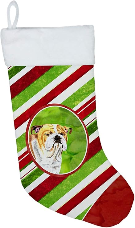 Amazon キャロラインはブルドッグ英語キャンディケーン休日クリスマスクリスマスの靴下にsc9334 Cs 11 18の宝物 インテリア オンライン通販