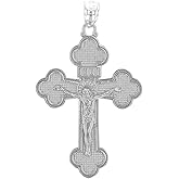 Religious Jewelry Sterling Silver Eastern Orthodox Crucifix Cross Pendant