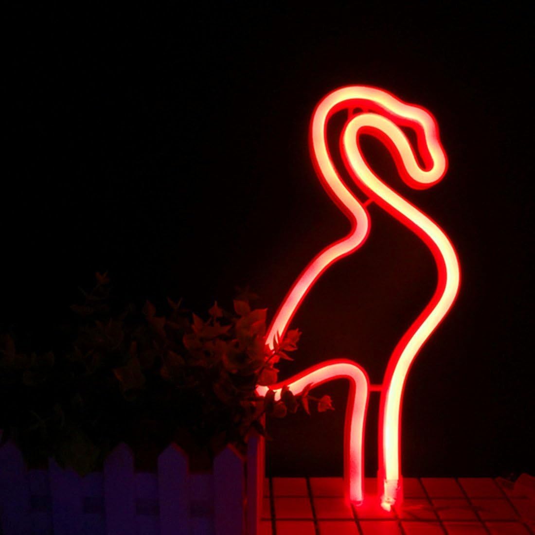 Flamingo Neon Signs LED Decor Light Wall Decor for Christmas Decoration Birthday Party Home LED Decorative Lights Wedding Event Banquet Party Decor (Red)