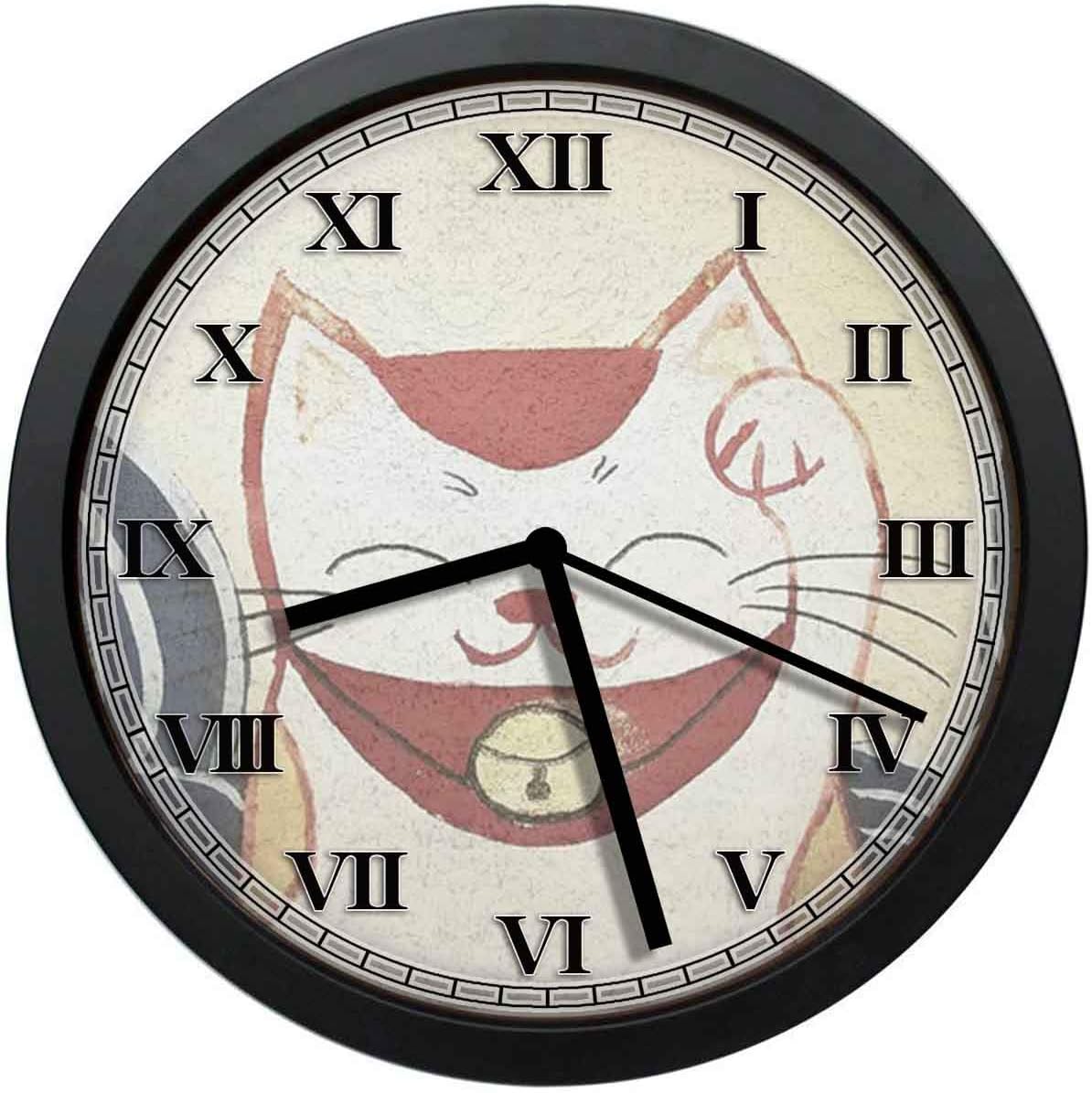 Amazon Co Jp 招き猫柄 掛け時計 おしゃれ 壁掛け時計 静音 約25cm ホーム ベッドルーム キッチン プレゼントオススメ ホーム キッチン