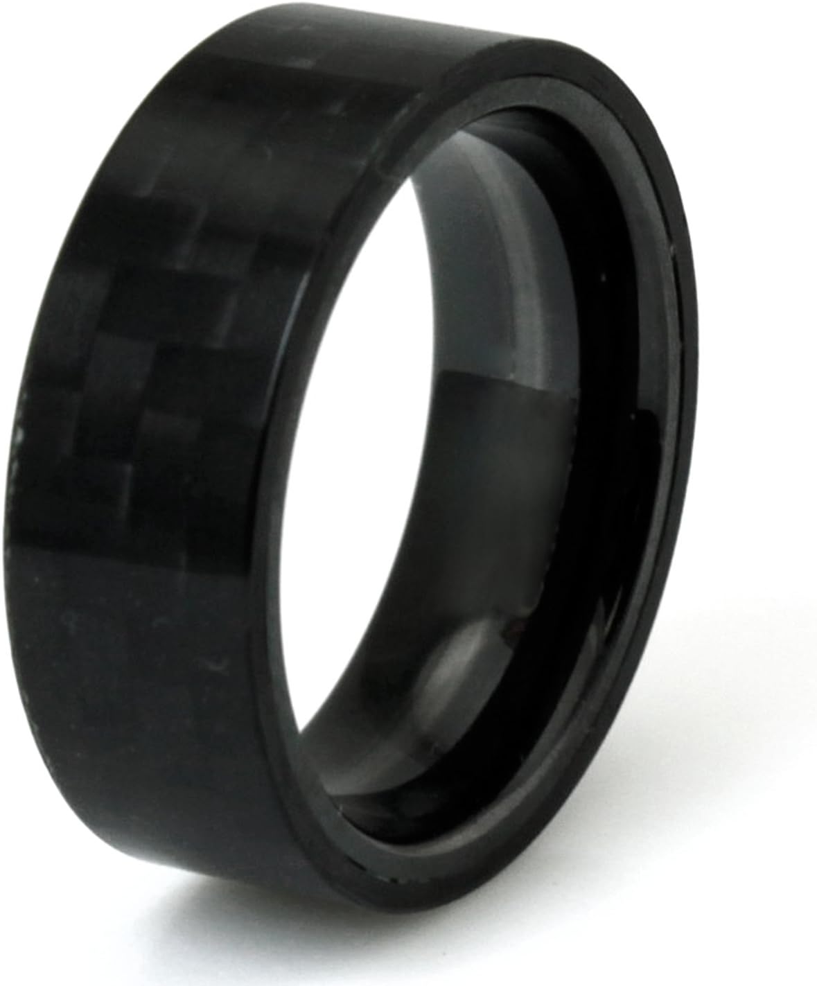 Tioneer Titanium Black Carbon Fiber Plain Men's Ring