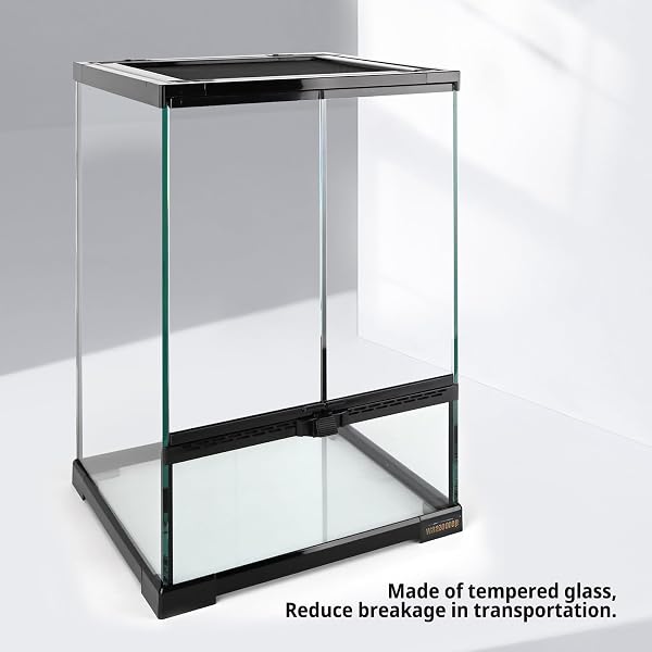 WAAZOOREP 11 GALLON REPTILE GLASS TANK VERTICAL TERRARIUM 12″X12″X18″ HABITAT ENCLOSURE WITH FRONT OPENNING DOOR AND TOP SCREEN VENTILATION FOR GECKOS, SNAKES,TREE FROGS,CHAMELEON