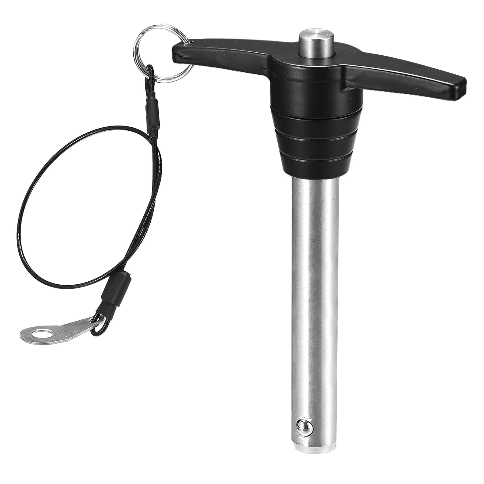 DTGN 16mmx80mm(DxL) T Handle Quick Release Pin - Good for Quickly Connecting and Hooking Up Components - 304 Stainless Steel Ball Locking Pin with Push Button - Black/Silver