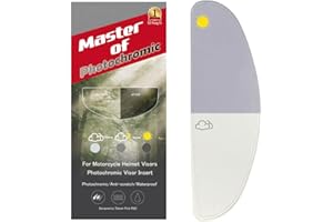 XII WANG YE XII WY Motorcycle Full Face Helmet Shield Insert - Photochromic Anti-Fog Film, Transitional Visor, Clear to Indigo Tint, Sun-Responsive, Transparent Indoors