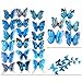 Mudder 3D Butterfly Stickers Wall Stickers for Home, Room Decoration, 24 Pieces (Blue, Rose Red)