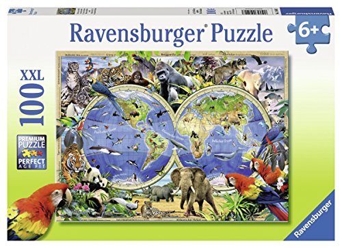 Ravensburger Kinderpuzzle - 10540 Tierisch um die Welt - Puzzle-Weltkarte für Kinder ab 6 Jahren, mit 100 Teilen im XXL-Format – Bild 2