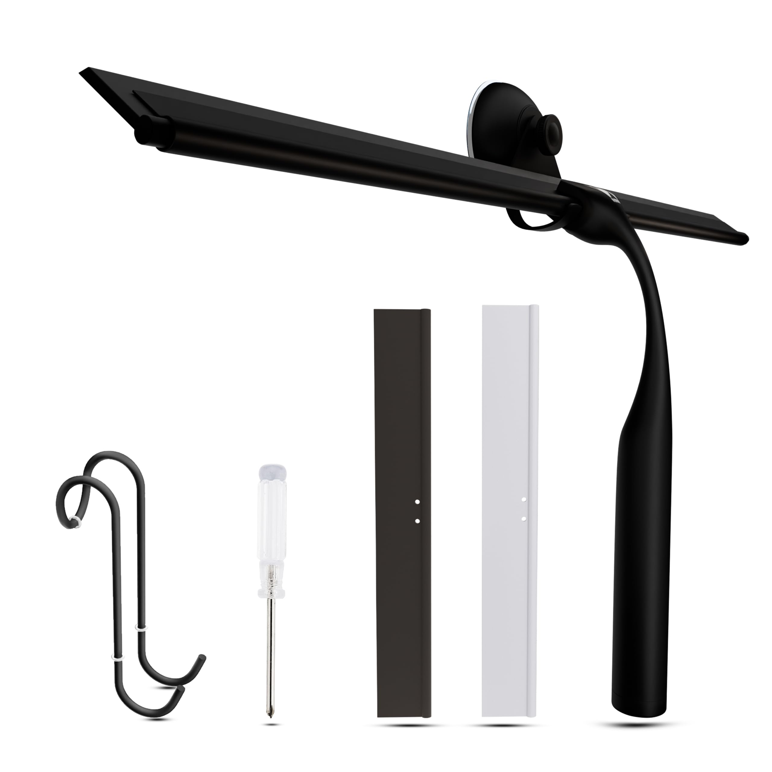 Wunset 35 cm Black Shower Squeegee, Large Window Squeegee - 6 Pieces Set Including 2 Replacement Silicone Lips, Squeegee Shower Cleaner for Shower Doors and Various Smooth Surfaces (35 cm, Black)