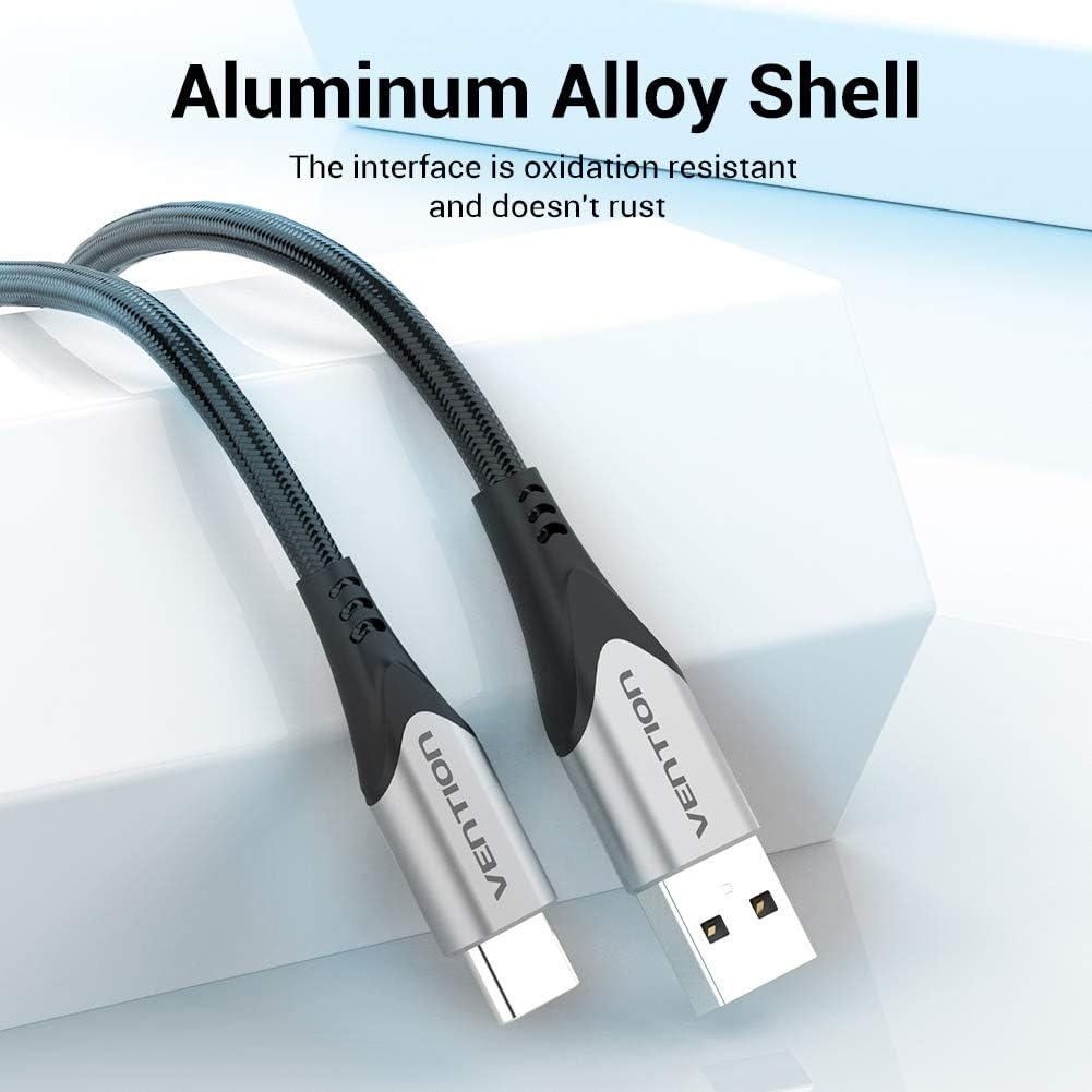 VENTION Long USB C Charger Cable 3M 60W, Nylon Braided USB C Fast Charging Cable Compatible with PS5 Controller - Image 4