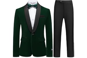 KIKILAND Boys Velvet Suits Slim Fit Tuxedo 2 Piece Kids Blazer Jacket Pants Formal Sizes 4-20 Fashion Ring Bearer Outfit for Wedding