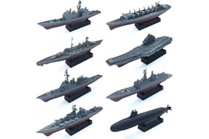 Kvvdi 8 Sets 3D-Puzzle Model Battleship Aircraft Carrier Toy Submarine, Plastic Model Warships Ship Kits, Navy for Collection