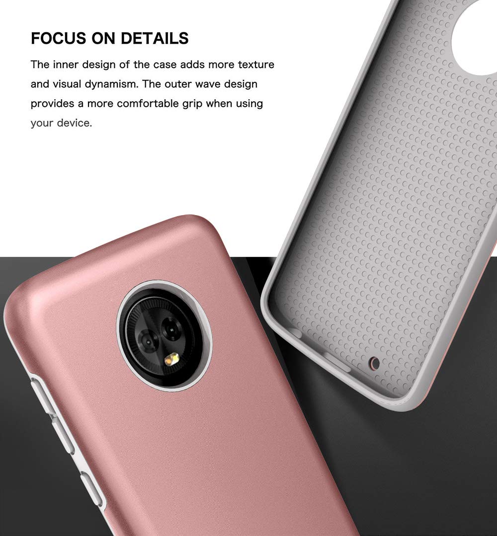 Moto G6 Case, Androgate [Pearl Series] Hybrid Matte Protective Back Cover Bumper Case Motorola Moto G 6th Generation (2018), Pink Gold