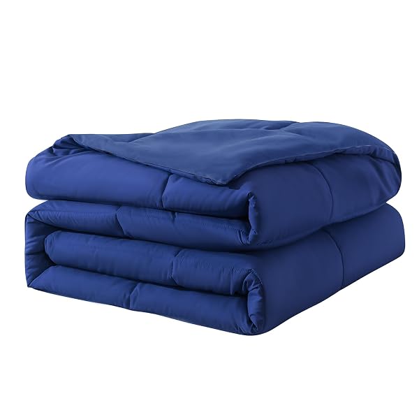 SUVAMJAM DUVET INSERT DOWN ALTERNATIVE BEDDING COMFORTER KING SIZE – ALL-SEASON BEDDING – LIGHTWEIGHT & MACHINE WASHABLE (DARK BLUE, KING (U.S. STANDARD))