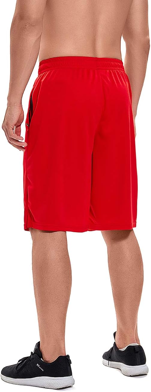LEAO Men's Basketball Shorts with Zipper Pockets Quick Dry Loose-fit Sports Workout Running Shorts: Clothing