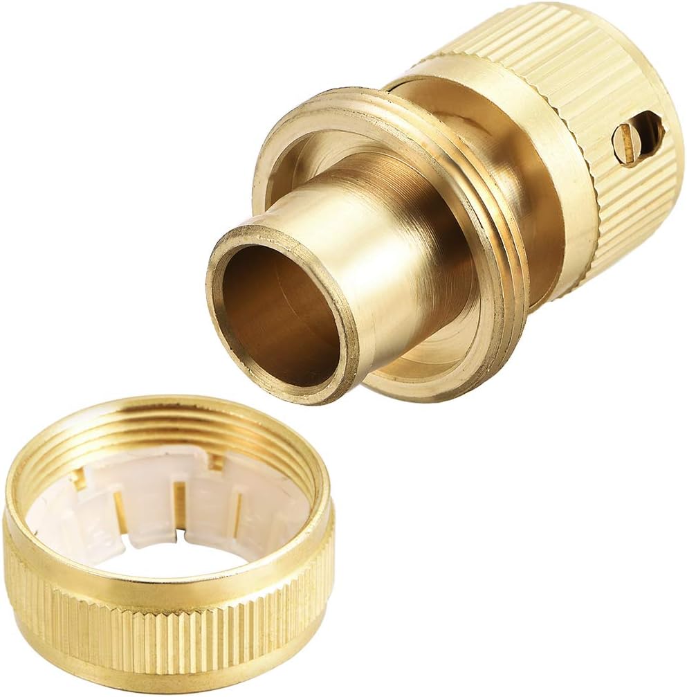 sourcing map 3/4 inch Brass Quick Connectors Adapters Garden Hose Fittings 2pcs, Gold, 3/4"(2pcs) - Image 4