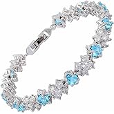 RIZILIA BLOSSOM Tennis Bracelet & Round Cut CZ [6 Colors available] in White Gold Plated, 7"