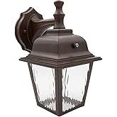 Maxxima LED Porch Lantern Outdoor Wall Light Fixture - Aged Bronze, Clear Water Glass, Photocell Sensor, 875 Lumens, 3000K Wa