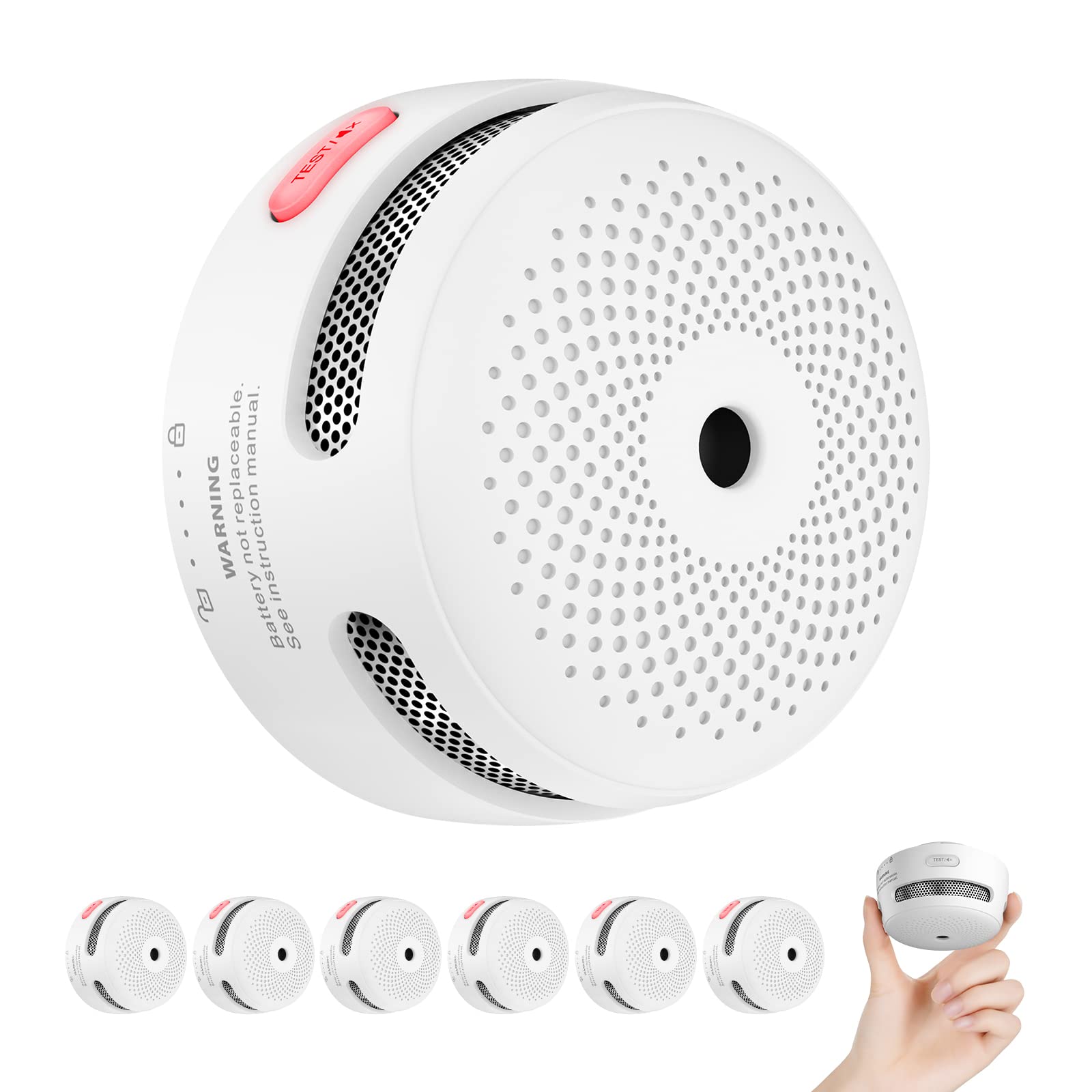 X-Sense Mini Smoke Alarm for Home, 10-Year Battery Fire Alarm, Smoke Detector with LED Indicator & Silence Button, Conforms to EN14604 Standard, XS01, 6-Pack