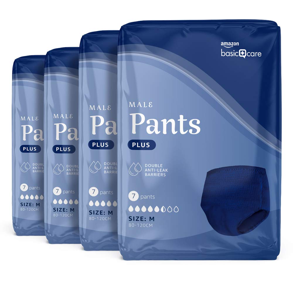 Amazon Basic Care Men’s Pants Plus Medium, 28 Count (4 Packs of 7), Blue