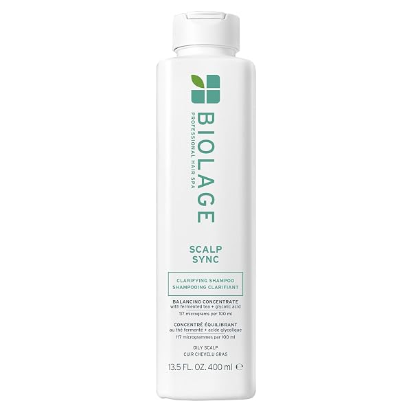 BIOLAGE SCALP SYNC CLARIFYING SHAMPOO – RESIDUE & BUILDUP REMOVER, FOR OILY SCALP, FERMENTED TEA & GLYCOLIC ACID, VEGAN & PARABEN-FREE, 13.5 FL OZ, PACKAGING MAY VARY
