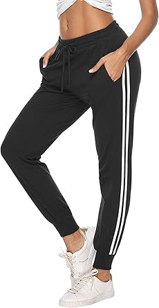 womens joggers with side stripe