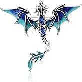 Vintage Punk Dragon Brooches for Women Enamel Dragon Brooch Domineering Flying Dragon Brooch Personality Clothing Hat Bag Accessories for Men and Women (Blue)