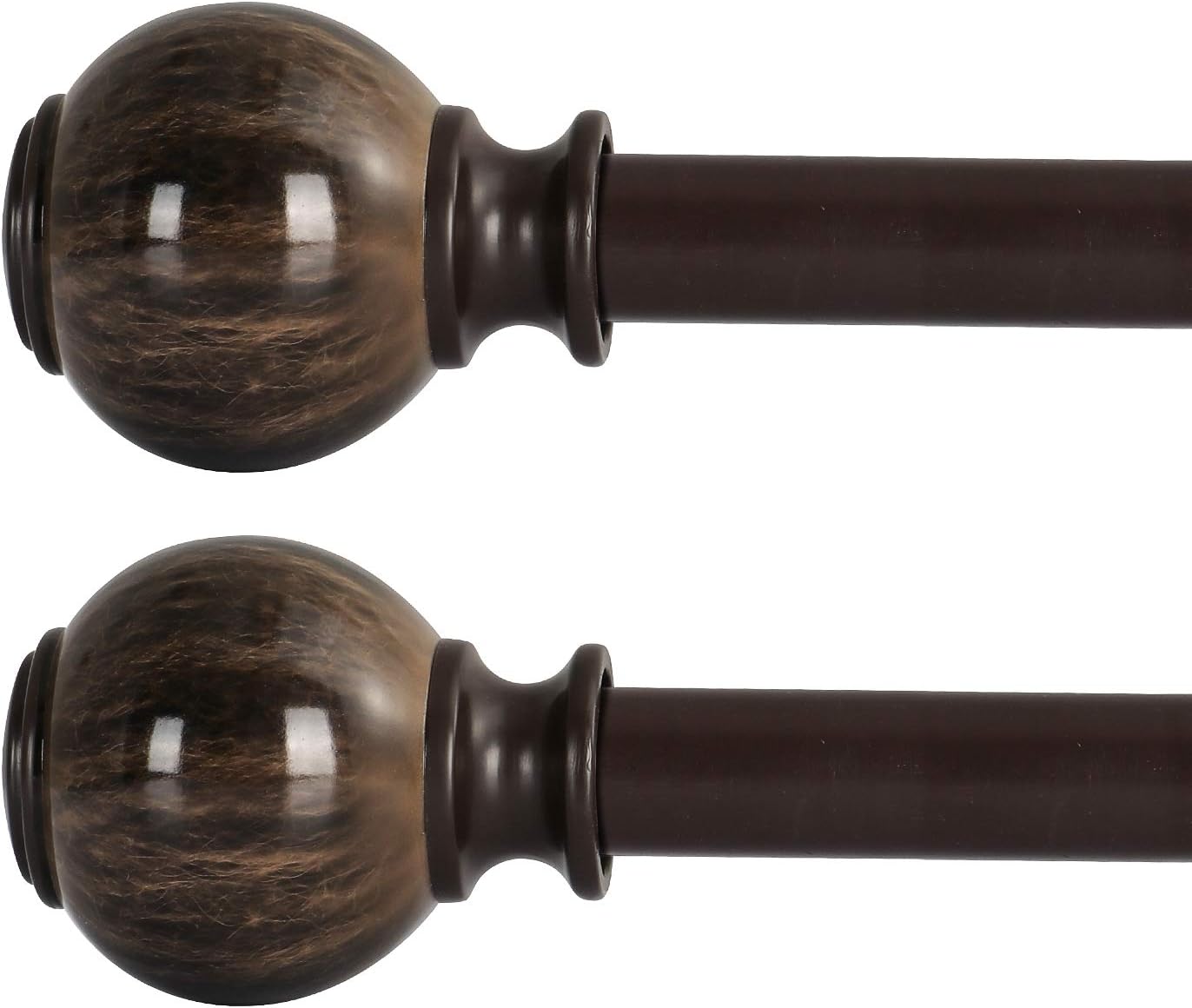 Oneach 2 Pack 48''-84'' Adjustable Curtain Rod 1'' Brown Extendable Metal Single Window Rod for Curatins with Decorative Imitation Marble Resin Twisting Finials Drapery Treatment Window Rods: Home Improvement