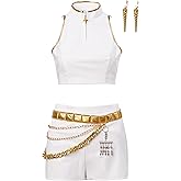C-ZOFEK Anime Cosplay White Golden Outfits Women Dance Group Performance Halloween Costume