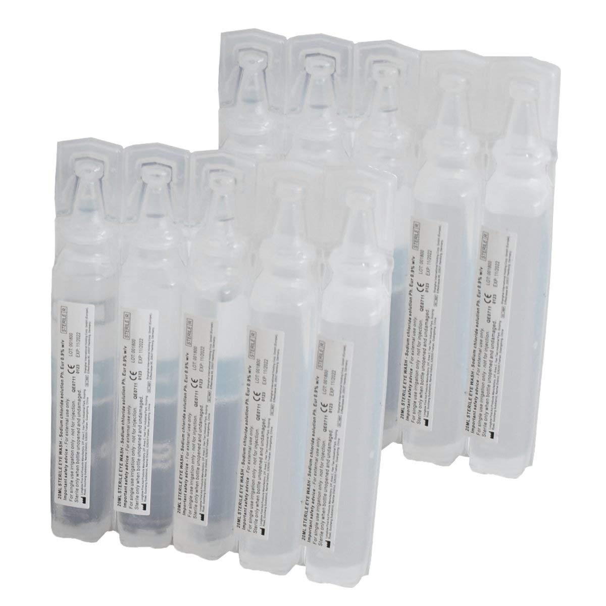 (PACK OF 10) First Aid Eye Wash Pods - Sterile Saline Eye Irrigation Solution