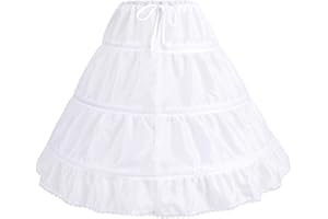 ODIZLI White Petticoat for Girls Tutu 3 Bones Hoops Net Skirt Drawstring Underskirt Full Slips Puffy Bustle