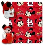 MLB St. Louis Cardinals Mickey Mouse Pillow with Fleece Throw Blanket Set