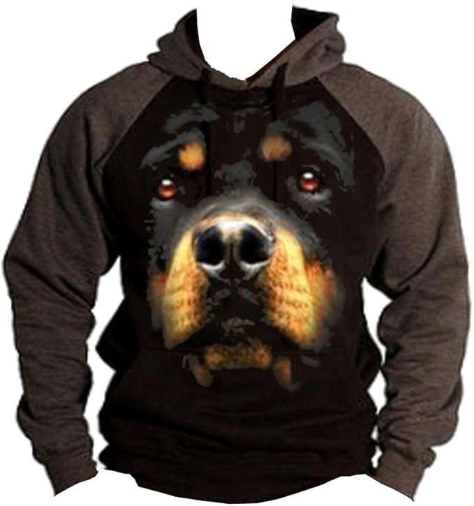 Interstate Apparel Inc Huge Rottweiler Dog Men's Hoodie Charcoal/Black Clothing