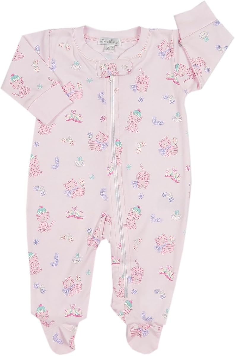Kissy Kissy BabyGirls Infant Fall Pajamas Cat Print Footie with ZipperPink1824