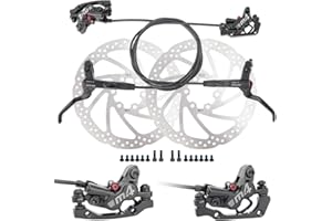 JFOYH 4-Piston MTB Hydraulic Brake Set with 160mm Floating Disc Rotors, Front and Rear Hydraulic Disc Brake Kit For MTB(Pre-bled, Included Original Pads)
