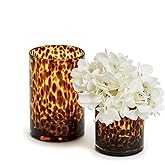 Two's Company Set of 2 Tortoise Candleholder Vase, Includes 2 Sizes, Tealight and Votive, Glass, 4 and 5 inches Height