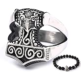BAVIPOWER Thors Hammer Mjolnir Viking Ring for Men 316L Stainless Steel Norse Scandinavian Vikings Jewelry