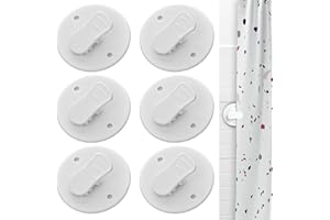 6 Pcs Shower Curtain Clips Self Adhesive Shower Splash Clips for Curtain Shower Curtain Weight Clip, Fix Shower Curtains and 