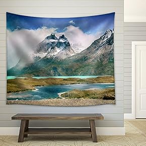 Landscape with Mountain and River - Fabric Wall Tapestry Home Decor - 51x60 inches