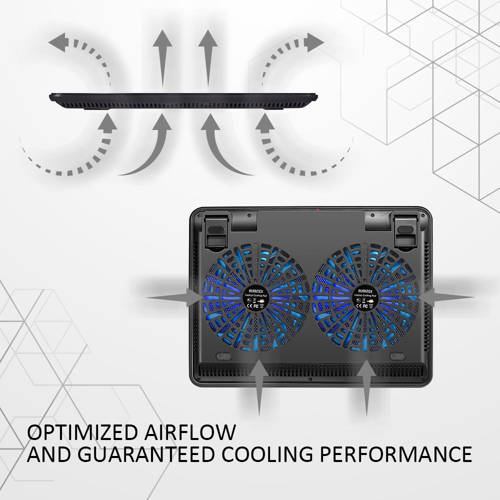 AVANTEK 17 Zoll Laptop Kühler Notebook Cooler Ständer Kühlpad Kühlmatte mit Dual 160mm Lüfter (40 x 29.2 x 3.8cm)