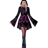 Halloween Dresses for Women Long Sleeve Hooded Witch Dress Skeleton Gothic Funny Adults Vampire Cosplay Party Costume