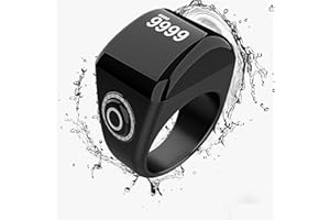 Yuentoen Rechargeable Prayer Counter with IQibla APP,20mm Finger Tally Tracker,0.49in Screen,Vibration Alerts