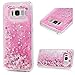 YOKIRIN Galaxy S8 Case, Clear Glitter Bling Sparkly Clear Liquid Cover Shockproof Flexible Silicone Cover Shiny Drop Protection Bumper Soft TPU Shell Protective Case for Samsung Galaxy S8, Pink