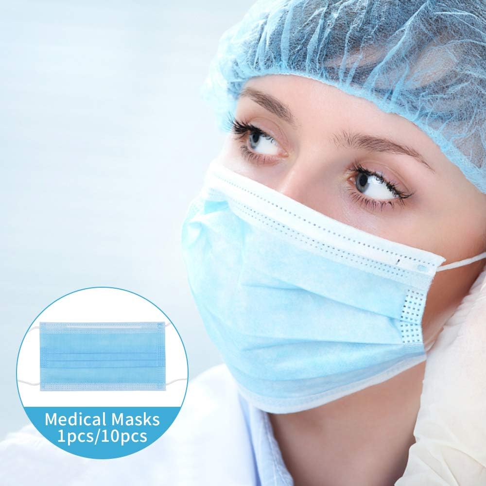 Disposable Masks, Upgrade Sealed Face Mask with Elastic Earloop, 3-Ply Thicker Breathable Safety Masks, Comfortable Sanitary Surgical Mask for Outdoor, Home Office Hospital Use - 1Pcs