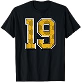 Gold Soccer Pattern Number 19 Jersey Player Uniform #19 T-Shirt